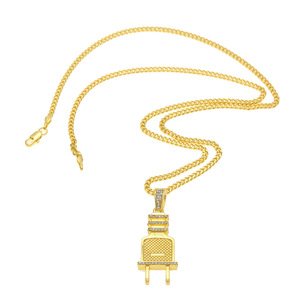2019 trending amazon hip hop electric plug gold chains pendants necklaces