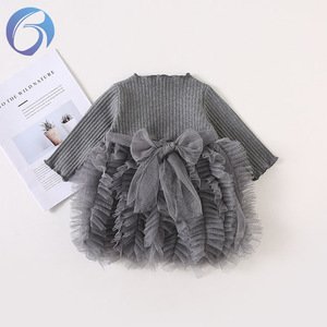 2019 Wholesale Baby Autumn Infant Skirt Wear Knit Dress Clothes Child Kids Girl Dress