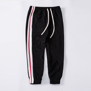 2019 Wholesale custom blank sport stripe mens track pants boys joggers tapered black sweatpants