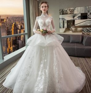 2019 wholesale new french style bride long sleeve light wedding dress