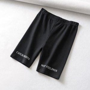 2019 women biker shorts High waist shorts women elastic waist skinny fitness korean casual sexy short Letter print black shorts