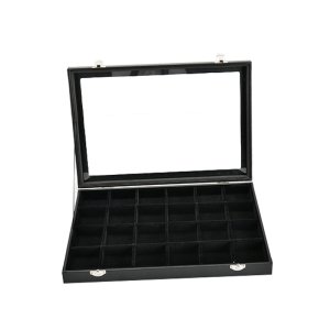 24 Slots Oem custom black luxury pu leather Jewelry storage display box ladies  packaging gift box