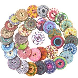 25*25 mm Wholesale Mix Round Natural Wooden Button For Craft 49989
