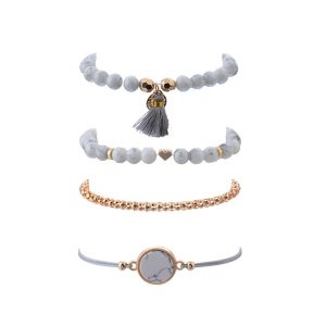 4 Pcs/set Bohemian Handmade Weave Heart Long Tassel  Sets Women Beads Chain Bracelets Jewelry Christmas Gifts
