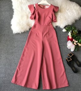 5 Color Rompers Womens Jumpsuits Ankle Length Pants Casual Loose Female Summer Fashion Ruffles Jumpsuit Sexy E61561