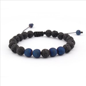 8mm Lava Bead Rock 7 Chakras Diffuser Bracelet for Women Men Braided Rope Natural Stone Yoga Bangle