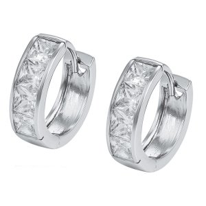 98929 Xuping fashion women gemstone jewelry huggie earring cubic zircon 925 silver color earrings