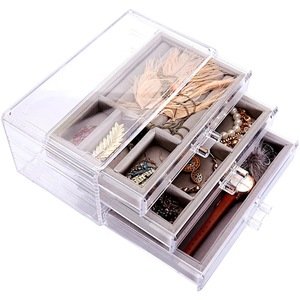 Acrylic Tray Showcase Display Ring Luxury Jewelry Boxes Organizer Velvet Jewelry Storage Box
