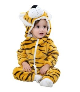 amazon hot cute tiger animal Cosplay Clothes, Soft baby Flannel Romper Animal kigurumi Pajamas