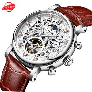 Automatic Mens Watches Luxury Automatic Mechanical Watch Sport Waterproof Leather Watch Tourbillon