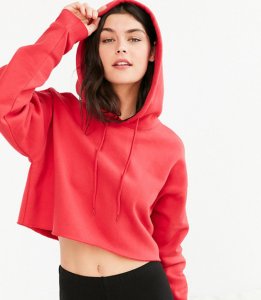 Autumn Solid Color Hooded Long sleeve Sweatshirt Midriff crop Short Hoodie for Women Pullover O-Neck Tops