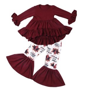 Autumn Winter Baby Girl Thanksgiving Day Clothes Sets For Kids Clothing Set remake girls wholesale set