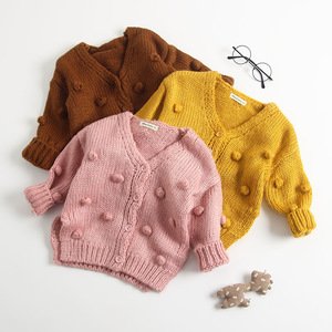 Autumn/Winter Female Breathable Cotton Soft Solid Knit Baby Sweater Cardigan