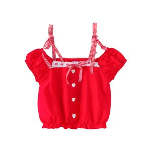 B20486A Little girls' vests summer lovely halter tops shirt Children's wear cotton shirt