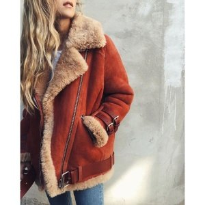 B22917A Fashion winter Lapel lamb wool motorcycle Jacket Coat