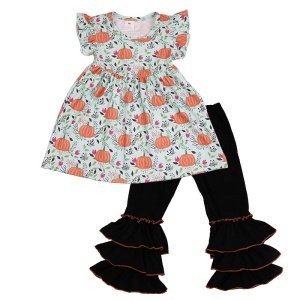Baby boutique summer short sleeve ruffled wholesale girl suits