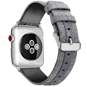 Bands For Apple Watch, 38mm/42mm Canvas Fabric Leather Straps with Metal Clasp For Apple Watch Series 4 40mm/44mm Series 3 2 1