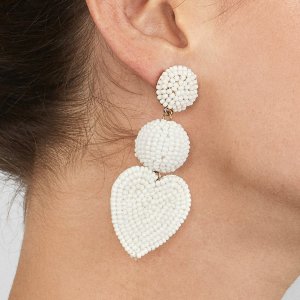 Barlaycs 2019 Fashion Statement Bohemian Handmade Heart Mens Seed Beaded Dangle Earrings for Women Jewelry