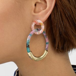 Barlaycs 2019 Fashion Statement Bohemian Summer Druzy Cute Acrylic Resin Big Acetate Tortoise Hoop Earrings for Women Jewelry