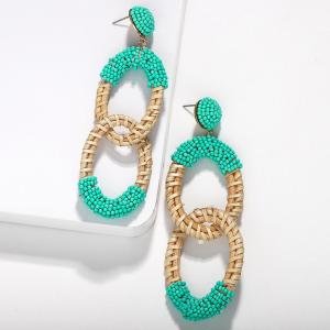 Barlaycs 2019 Fashion Statement Bohemian Summer Handmade Rattan Wooden Beaded Drop Dangle Earrings for Girls Women Jewelry