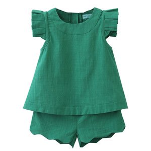 Bear Leader Girls Clothing Sets Summer Sleeveless Green Solid T-shirt+Shorts 2Pcs kids cloths