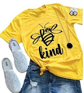 Bee Kind Aesthetic Streetwear Graphic T Shirts Women Yellow Cotton Tshirt Oversized Tops Save The Bees T-shirt Coldker