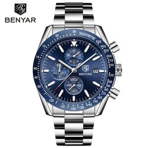 BENYAR BY 5140 Men Watches BENYAR Casual Fashion Full Steel Quartz Top Brand Luxury Watch Men Waterproof Sports Watches Clock