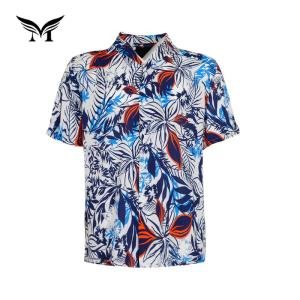 Best selling summer bright coloured men floral print hawaiian shirt rayon