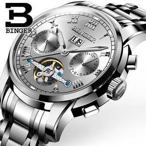 BINGER 8601 S Brand Luxury Sport Watch Mens Automatic Mechanical Wristwatches Fashion Casual Stainless steel  Relogio Masculino