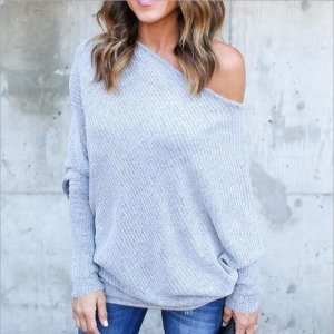 Blusas de moda 2019 winter Sping Wish AliExpress ebay sexy loose bat sleeve sweater shirt woman blouse Plus size women clothing
