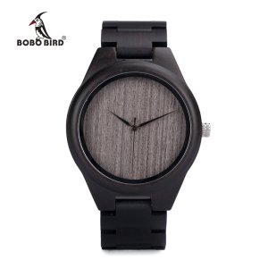 BOBO BIRD China wholesale natural ebony handcrafted men wooden wristwatch with no scale dial