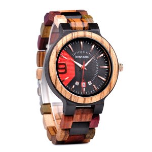 BOBO BIRD luxury Male Wood Watch custom logo with Colored wooden Band Gift Quartz Watch