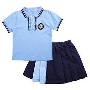 Boutique preppy style children dresses kids boys and girls school uniform clothing set