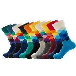 British style gradient men's tube socks color diamond men's socks