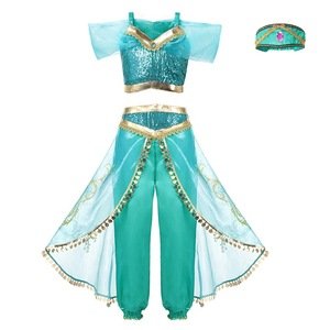 Carnival Aladdin Jasmine Dress Up Princess Dresses Halloween Costume Jasmine Princess Party Dress Cosplay Costume
