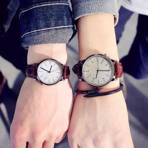 Casual Classic Big Dial Leather Strap Quartz Wrist Watches for Couple