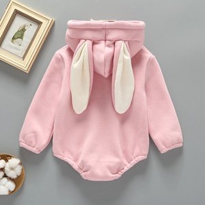 Casual wear pink printed cute rabbit baby romper suit toddler romper