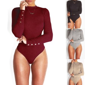 CAZC2179 2019 trend women clothing women blank winter turtleneck knitted tight stretch bodysuit fall slim body shape jumpsuit