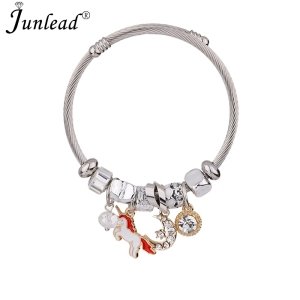 Charm Crystal beads Pendants Silver Chain Statement Choker Necklace Horse Moon Bracelets & Bangle