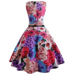 cheap summer women print retro rose dress floral dress for lady