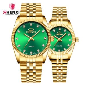 CHENXI 004A Crystal Diamond Gold Wristwatches