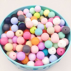 Chewable BPA Free Food Grade 12mm Round Silicone Teething Beads For Baby