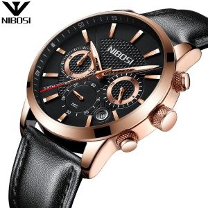 China Clock NIBOSI Watch Mens Luxury Watch Luminous Wrist Watch Leather