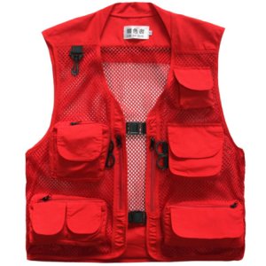 Colorful Fashion Breathable Fishing Men Mesh Vest with Many Pockets