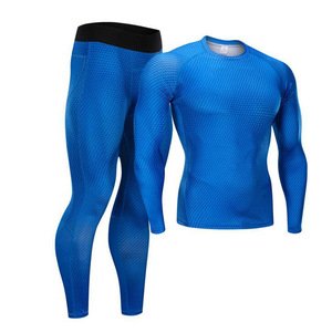compression shirts sport leggings for men suit spandex long sleeve gym yoga wear T shirts tight pants set