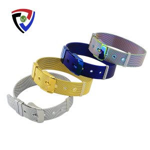 Custom 0.4mm Wire Diameter  Gold Plated Stainless Steel Jewelry Adjustable Size Buckle Mesh Bracelet