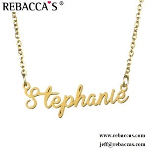 Custom 18K Gold Plate Stainless Steel Jewellery Ladies Women Design Letter Name Necklace