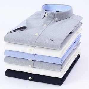 Custom casual 100% cotton oxford camisas smart texture short sleeve chemise homme button down design mens dress shirt