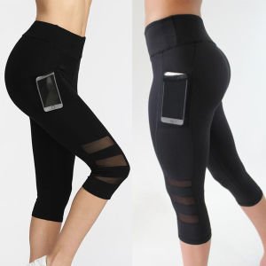 Custom Fitness Clothing Mesh Yoga Pants With Side Pockets Wholesale Sexy Tight Yoga Leggings