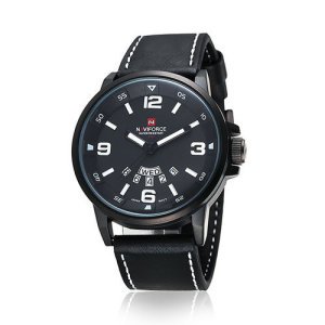 Custom Logo Naviforce Brand 9028 Mens Business Casual Leather Strap Waterproof Multi-function Japan Movement Quartz Wrist Watch